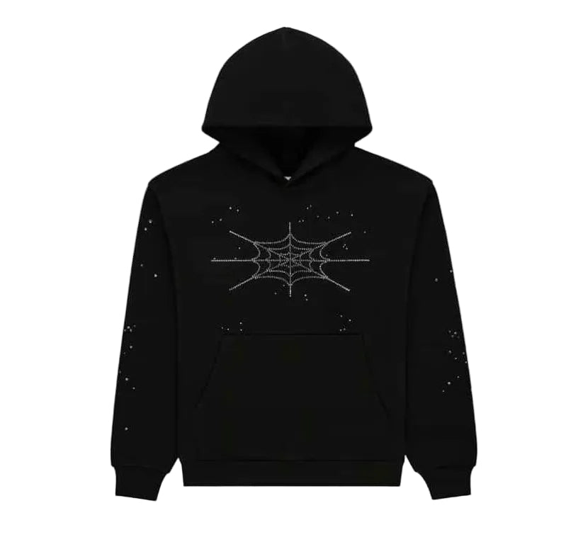 Sp5der Rhinestone Silk Hoodie